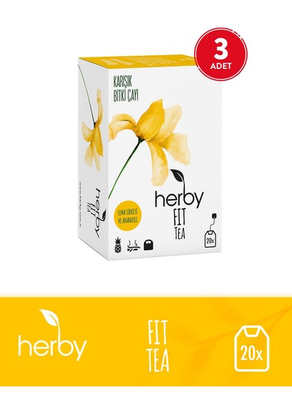 Fit Tea Elma Sirkeli Ananaslı Diyete Destek Form Bitki Çayı 3'lü Paket
