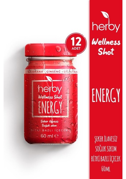 Energy Shot 12'li Paket Enerji Desteği Bitki Bazlı İçecek 60 ml