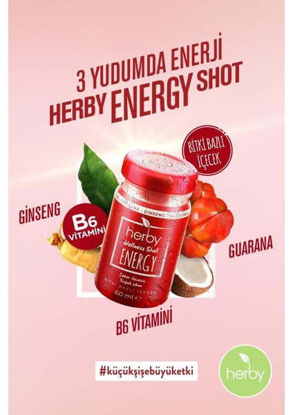 Energy Shot 12'li Paket Enerji Desteği Bitki Bazlı İçecek 60 ml