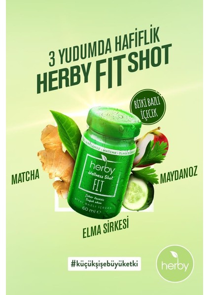 Fit Matcha Shot 24'lü Paket Formda Kal Bitki Bazlı İçecek 60 ml