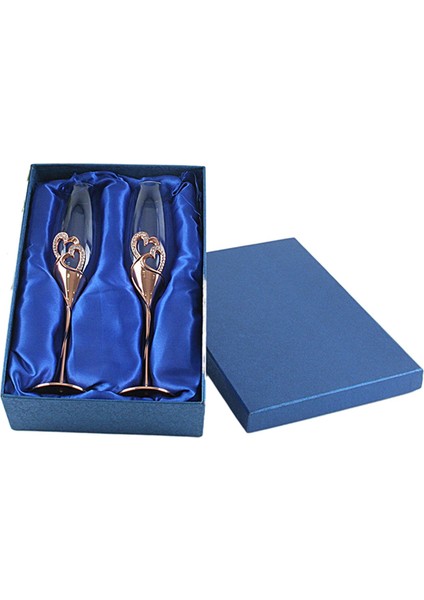 Düğün Kristal Şampanya Gözlük Metal Stand Flüt Gözlük Goblet Gül Altın (Yurt Dışından)