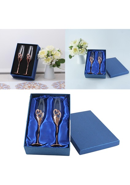 Düğün Kristal Şampanya Gözlük Metal Stand Flüt Gözlük Goblet Gül Altın (Yurt Dışından)