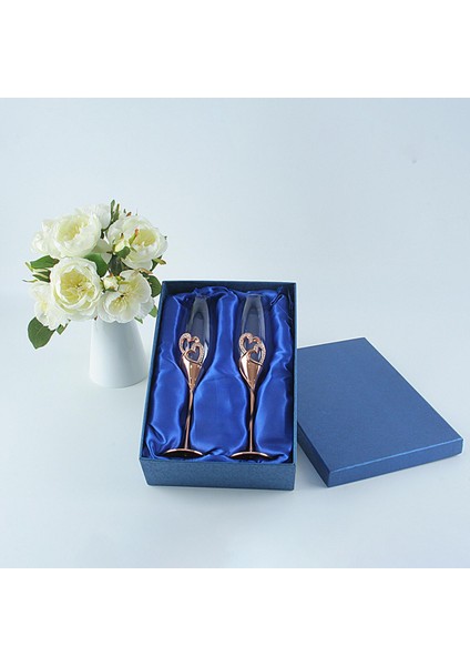 Düğün Kristal Şampanya Gözlük Metal Stand Flüt Gözlük Goblet Gül Altın (Yurt Dışından)
