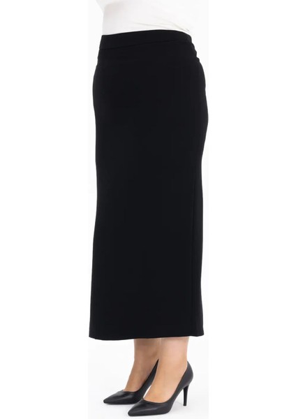 Kadın Büyük Beden Klasik Kesim Astarlı Etek 1017 Siyah fiyatları