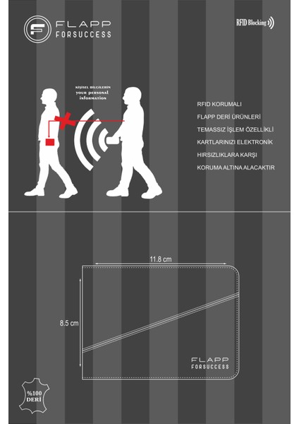 Hakiki Deri Flotur Siyah Rfıd Engelleyici Mini Cüzdan + Kartlık