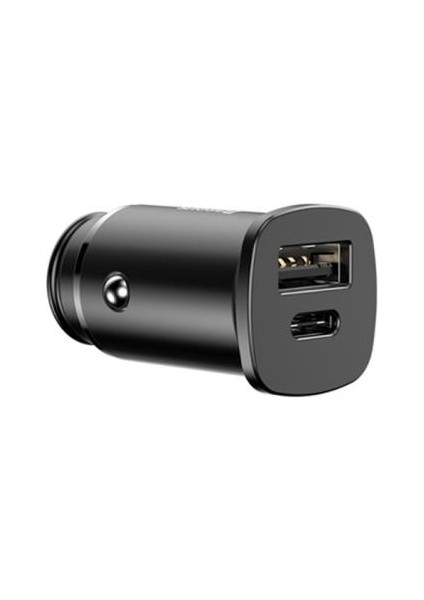 30W 1x Type C ve 1x USB Girişli Araç Içi Şarj Başlığı, Qc4.0 Supervooc Şarj Destekli 12/24V