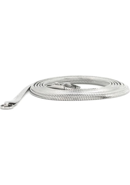 Yassı Yılan Italyan Zincir Paslanmaz Çelik Kolye Gümüş Renk-3mm