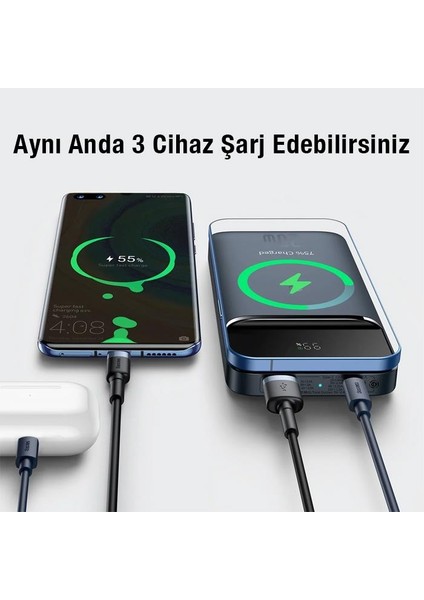 20W 10000MAH Magsafe Manyetik Kablosuz Taşınabilir Powerbank, Iphone 12,13,14 Serisi Uyumlu