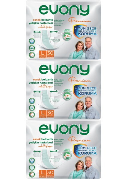 Premium Hasta Bezi Yetişkin Bel Bantlı Tekstil Yüzey L - Büyük Boy 90 Adet