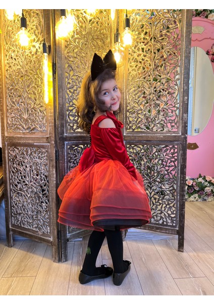 Kırmızı Kadife, Noel, Yılbaşı, Özel Gün, Kız Çocuk Abiye, Doğum Günü, Kutlama Elbisesi Christmas Dress