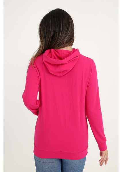 Kapüşonlu Fuşya Sweatshirt modelleri