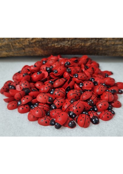 Uğur Böceği Boncuk Süs 9X13MM Mini Uğur Böceği Dekor Süsü Ahşap Boncuk 100 Adet Paket fiyatları