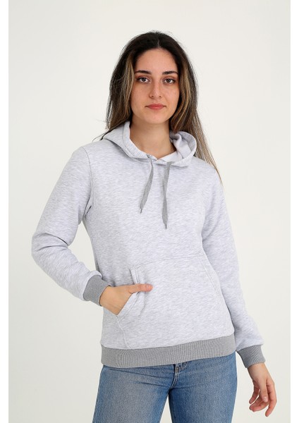Kapüşonlu Gri Sweatshirt