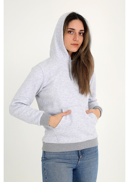 Kapüşonlu Gri Sweatshirt