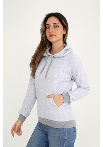 Kapüşonlu Gri Sweatshirt
