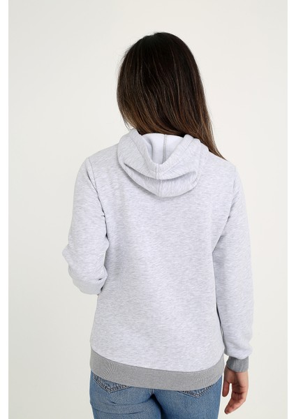 Kapüşonlu Gri Sweatshirt