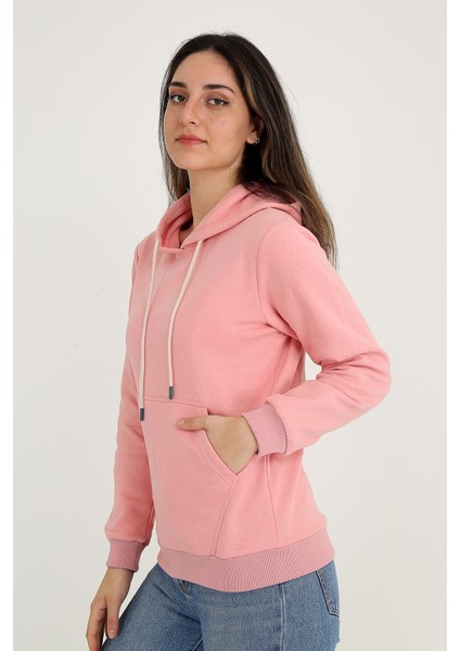Kapüşonlu Somon Sweatshirt