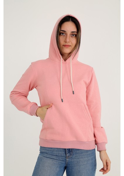 Kapüşonlu Somon Sweatshirt