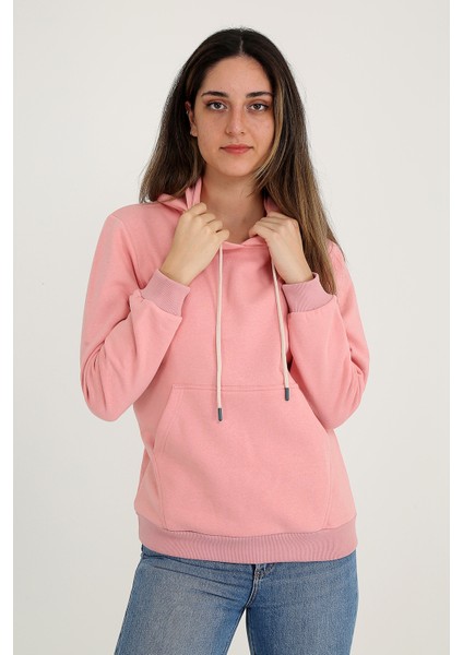 Kapüşonlu Somon Sweatshirt