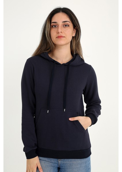 Kapüşonlu Lacivert Sweatshirt
