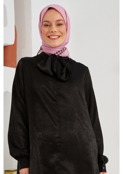 Kaz Ayağı Pastel Pembe Pamuk Viskon Eşarp