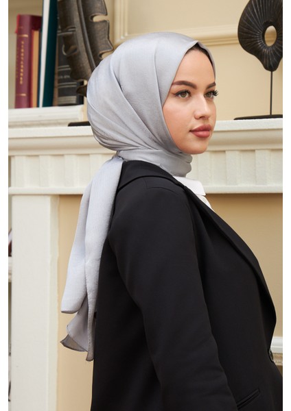 Janjan Çift Taraflı Şal Gümüş Gri indirimleri