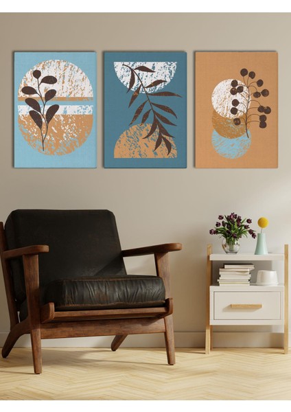 Boho Stil Minimal Kanvas Tablo Seti 3 Adet x 40X55CM