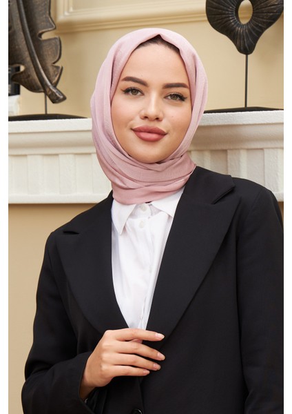 Janjan Çift Taraflı Şal Pudra Pembe