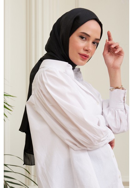 Janjan Çift Taraflı Şal Siyah