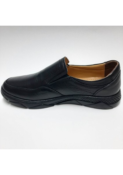 Hakiki Deri Kauçuk Tabanlı Ortopedik Siyah Bağcıksız Erkek Ayakkabı C-8412147 modelleri