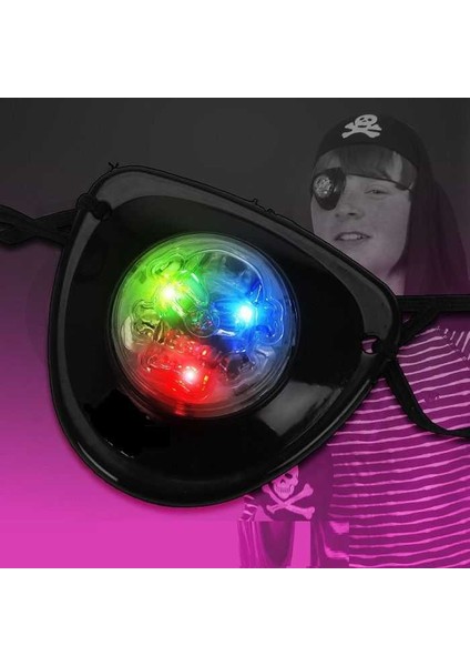 2 Adet Light Up Pırates Eye Patch LED Light LED Işıklı Korsan Göz Bandı Işıklı Korsan Bandı Yılbaşı Parti Işıkları