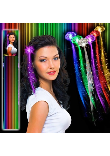 2 Adet LED Işıklı Saç LED Light Up Hair Fiber Optic Işıklı Toka Pilli LED Işıklı Saç Fiber Optik Saç LED Light Hair LED