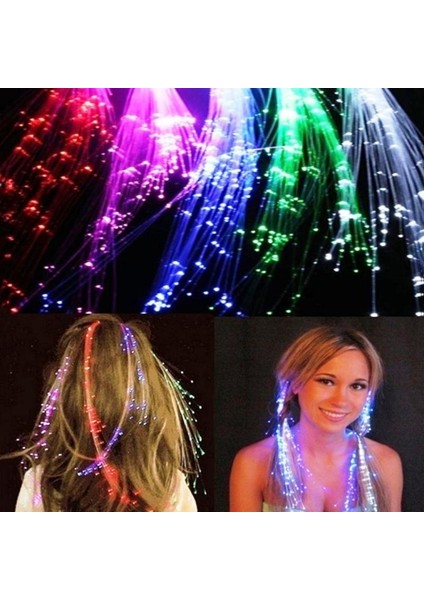 2 Adet LED Işıklı Saç LED Light Up Hair Fiber Optic Işıklı Toka Pilli LED Işıklı Saç Fiber Optik Saç LED Light Hair LED