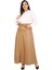 Büyük Beden Kemerli Uzun Bej Rengi Deri Etek 1