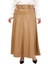 Büyük Beden Kemerli Uzun Bej Rengi Deri Etek 2