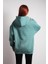Unisex Oversize Hoodie Iskelet Baslıkı Mint Yeşili 2