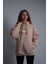 Unisex Oversize Hoodie Dolar Kolyeli Panda Taş Rengi 1