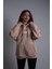 Unisex Oversize Hoodie Dolar Kolyeli Panda Taş Rengi 2