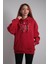 Unisex Oversize Hoodie Iskelet Baslıkı Kırmızı 1