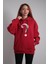 Unisex Oversize Hoodie Soru Işareti Kuru Kafa Kırmızı 1