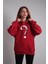 Unisex Oversize Hoodie Soru Işareti Kuru Kafa Kırmızı 2