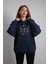 to Cosmos Unisex Oversize Hoodie Iskelet Baslıkı Lacivert 2