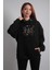 Unisex Oversize Hoodie Iskelet Baslıkı Siyah 1
