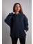 Unisex Oversize Hoodie Mikrofon Lacivert 1
