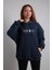 Unisex Oversize Hoodie Moon Lacivert 1