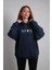 Unisex Oversize Hoodie Moon Lacivert 2