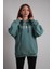 Unisex Oversize Hoodie Moon Mint Yeşili 1