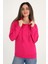 Kapüşonlu Fuşya Sweatshirt 2