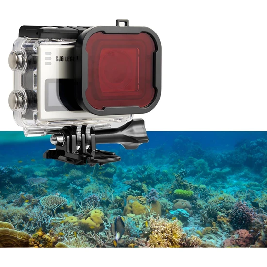 Sjcam Sj6 Aksiyon Kamerası Için Su Altı Dalış Filtresi Kırmızı