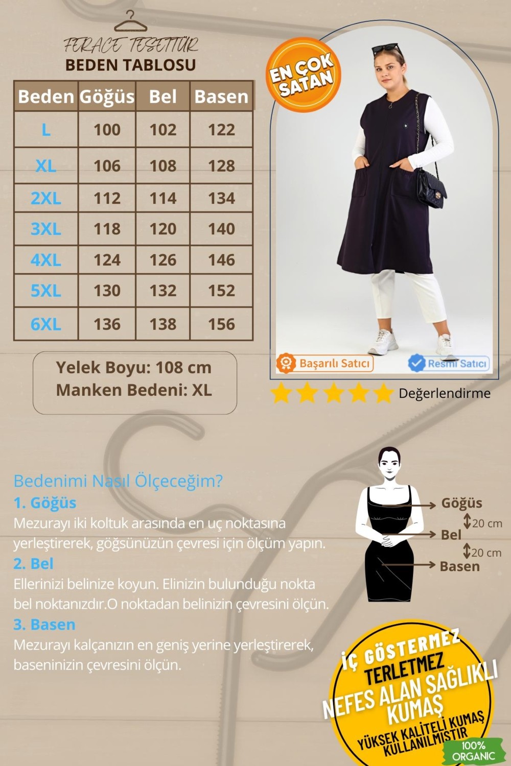 FERACE Kadın Büyük Beden Siyah Çelik Örme Yelek Önden Fermuarlı Cepli Rahat Stil görsel 3